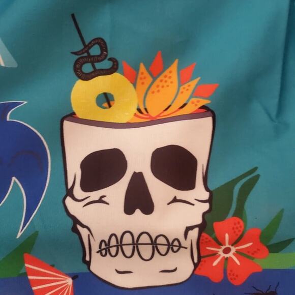 Unique Vintage X Tiki Monsters Wm's Geller Blue Swing Skirt 1950's Pin Up - Picture 6 of 10